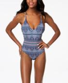 Roxy Sun Surf Medallion-print Lace-up Back Cheeky One-piece Swimsuit Women's Swimsuit