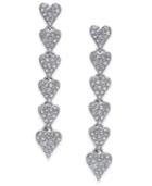 Inc International Concepts Silver-tone Pave Heart Linear Drop Earrings, Only At Macy's