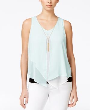 Bcx Juniors' Sleeveless Layered Asymmetrical-hem Blouse
