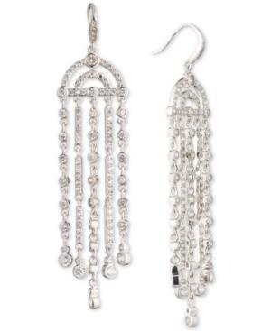 Carolee Silver-tone Cubic Zirconia Fringe Chandelier Earrings