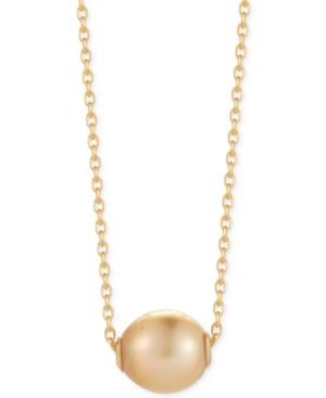 Cultured South Sea Freshwater Pearl Pendant Necklace (10mm) In 14k Gold Vermeil Over Sterling Silver