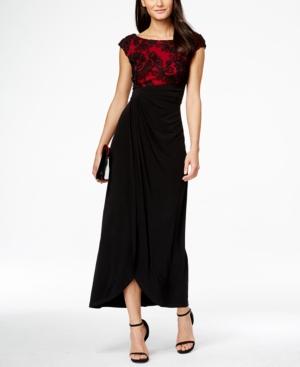 Connected Petite Soutache Faux-wrap Gown