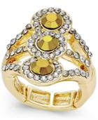 Inc International Concepts Gold-tone Yellow Crystal Stretch Ring, Only At Macy's