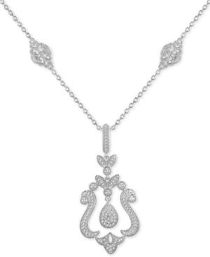 Diamond (1/4 Ct. T.w.) Swirl 18 Pendant Necklace In Sterling Silver
