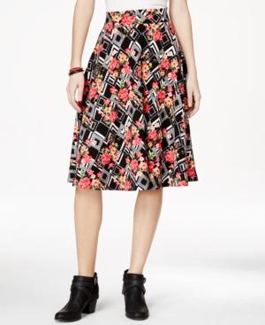 Marilyn Monroe Juniors' Printed Zipper-pocket Flared Skirt