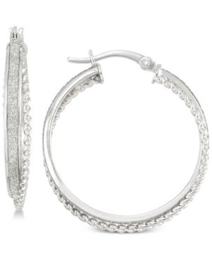 Simone I. Smith Glitter Twist Hoop Earrings In Sterling Silver