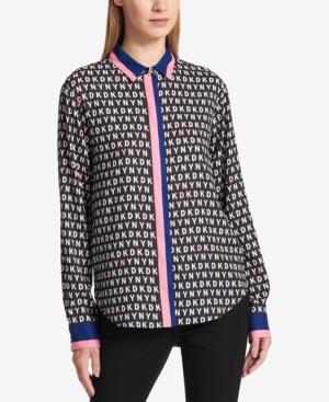Dkny Mixed-print Logo Shirt