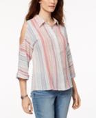 Style & Co Cold-shoulder Striped Shirt, Created For Macy's