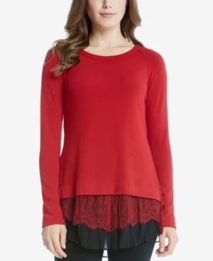 Karen Kane Layered-look Lace-hem Sweater