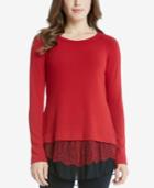 Karen Kane Layered-look Lace-hem Sweater