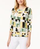 Jm Collection Jacquard Foil-print Top, Created For Macy's