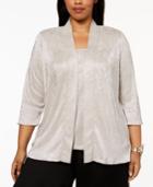 Alex Evenings Plus Size Metallic Crinkle Jacket & Shell