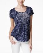 Charter Club Polka-dot-print Short-sleeve Top, Only At Macy's