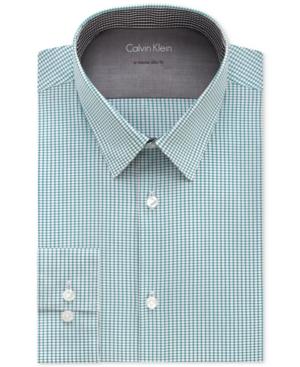 Calvin Klein X Men's Extra Slim-fit Stream Blue Mini-check Dress Shirt