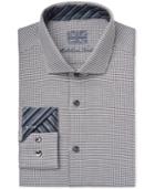 Michelsons Of London Men's Slim-fit Black Square-print Dobby Dress Shirt