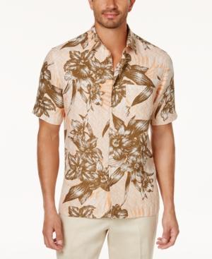 Tasso Elba Men's Orchid Sketch Silk & Linen Shirt, Created For Macy's