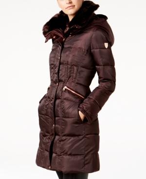 Vince Camuto Faux-fur-trim Hooded Puffer Coat, Created For Macy's