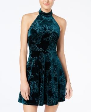 Teeze Me Juniors' Flocked Halter Dress