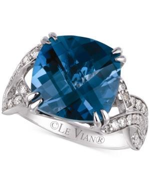 Le Vian Blue Topaz (8 Ct. T.w.) And Diamond (1/2 Ct. T.w.) Ring In 14k White Gold