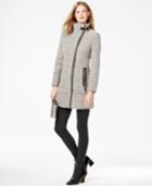 Calvin Klein Faux-leather-trim Asymmetrical Tweed Coat