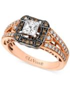 Le Vian Chocolate Diamond (1-1/10 Ct. T.w) And White Diamond (7/8 Ct. T.w.) Engagement Ring In 14k Rose Gold