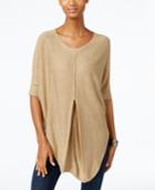 Ny Collection Heather-knit Pleat-front Poncho Top