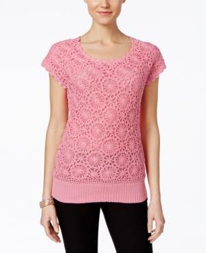 Joseph A Crochet Short-sleeve Sweater, Only At Macy's