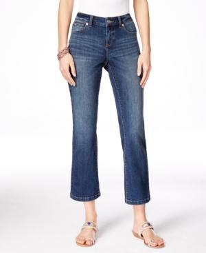 Inc International Concepts Cropped Indigo Wash Flare-leg Jeans, Only At Macy's