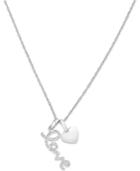 Diamond Accent Heart And Love Pendant Necklace In 14k White Gold
