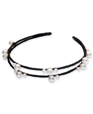 I.n.c. Gold-tone Imitation Pearl Fabric-wrapped Headband, Created For Macy's