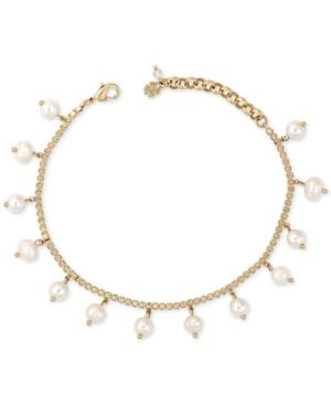 Lucky Brand Gold-tone Dangly Pearl Ankle Bracelet