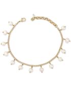 Lucky Brand Gold-tone Dangly Pearl Ankle Bracelet
