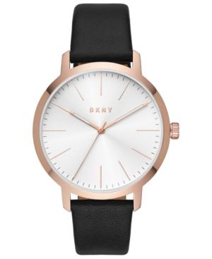 Dkny Men's Modernist Black Leather Strap Watch 44mm
