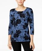 Karen Scott Floral-print Sweater, Only At Macy's