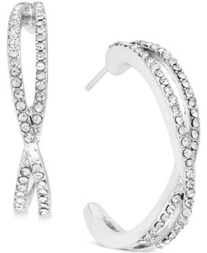 Charter Club Gold-tone Large Pave Crisscross Hoop-style Earrings, Only At Macy's