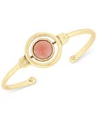 Lucky Brand Gold-tone Pink & White Stone Reversible Disc Cuff Bracelet, A Macy's Exclusive Style
