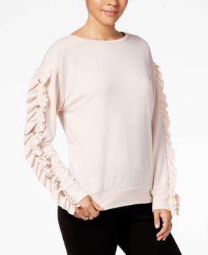 Gypsies And Moondust Juniors' Ruffle-sleeved Sweatshirt