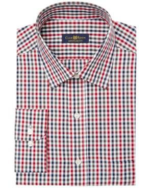 Club Room Men's Regular Fit Gingham Dress Shirt, Created For Macy's