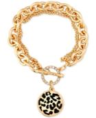 Guess Gold-tone Large Link Animal-look Charm Toggle Bracelet
