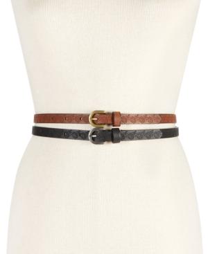 Inc International Concepts Embossed Flower 2-for-1 Skinny Belts, Only At Macy's