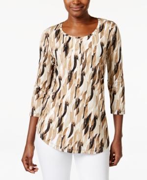 Jm Collection Three-quarter-sleeve Tee, Shatter Print