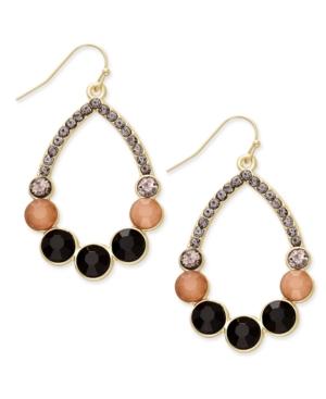 Inc International Concepts Gold-tone Black And Mauve Stone Teardrop Earrings, Only At Macy's