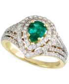 Rare Featuring Gemfields Certified Emerald (1/2 Ct. T.w.) And Diamond (5/8 Ct. T.w.) Ring In 14k Gold