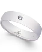 Diamond Accent 5mm Dome Wedding Band In 18k White Gold
