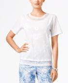 Alfred Dunner Petite Embroidered Mesh-trim Blouse