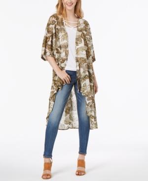 Gypsies & Moondust Juniors' Metallic-print Duster Kimono