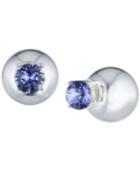 Anne Klein Swarovski Crystal And Ball Front And Back Earrings