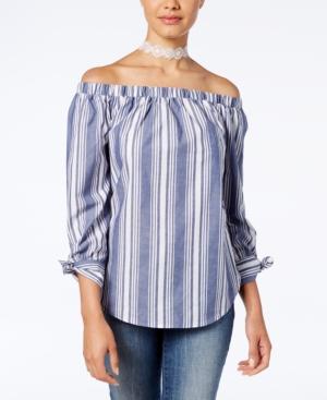 Ultra Flirt Juniors' Off-the-shoulder Tie-sleeve Top