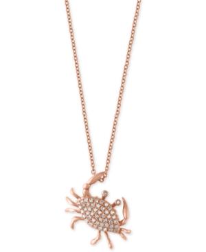 Pave Rose By Effy Diamond Crab Pendant Necklace (1/5 Ct. T.w.) In 14k Rose Gold