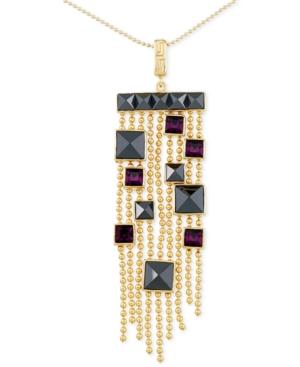 Sis By Simone I Smith Purple Crystal And Hematite Chandelier Pendant Necklace In 14k Gold Over Sterling Silver